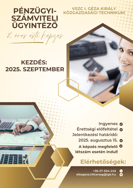 PÉNZÜGYI-SZÁMVITELI ÜGYINTÉZŐ 2025